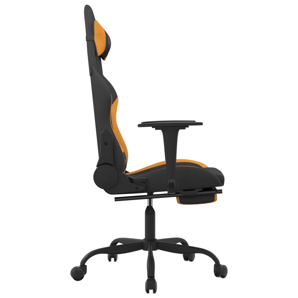 vidaXL Gaming Chair with Footrest Black and Orange Fabric