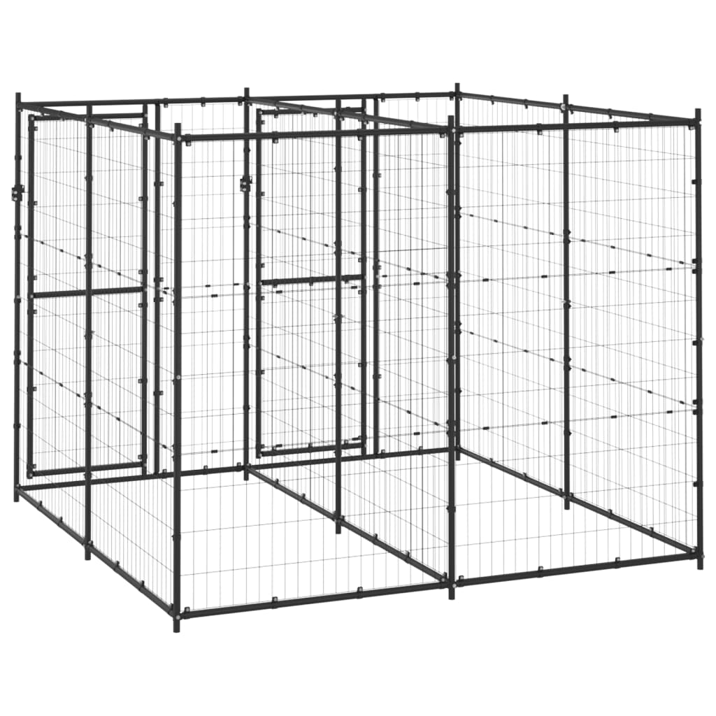 vidaXL Outdoor Dog Kennel Steel 52.1 ft²