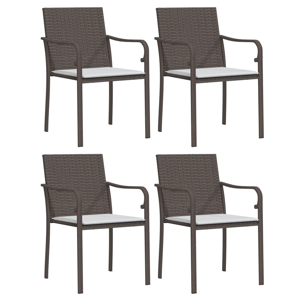 vidaXL 5 Piece Patio Dining Set with Cushions Poly Rattan and Steel