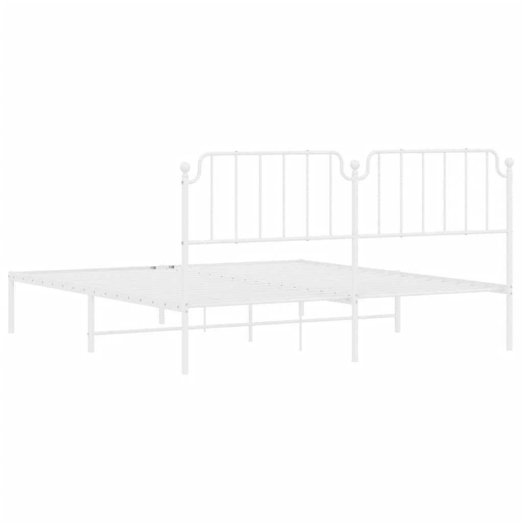 vidaXL Metal Bed Frame without Mattress with Headboard White 72"x83.9"