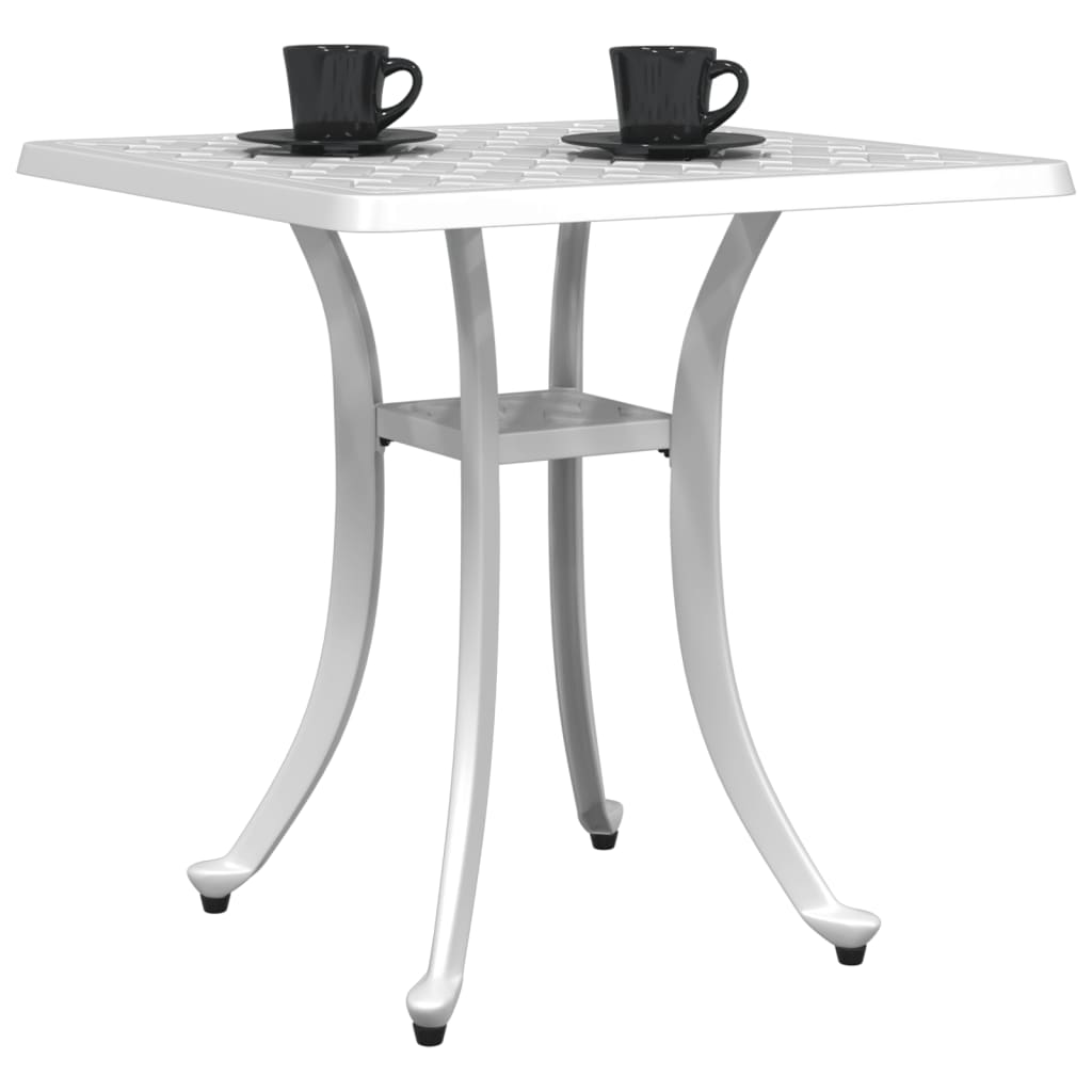 vidaXL Patio Table White 20.9"x20.9"x20.9" Cast Aluminum