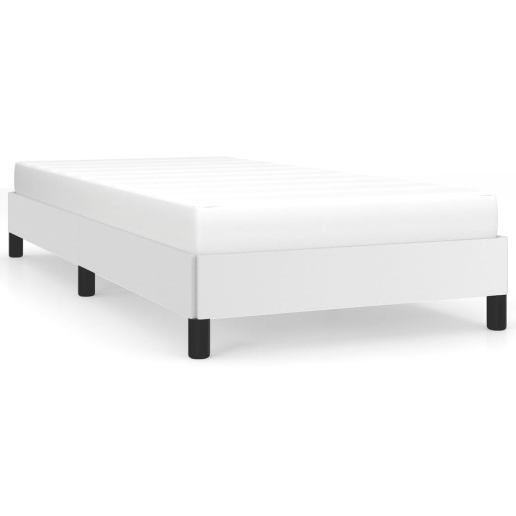 vidaXL Bed Frame White 39.4"x74.8" Twin Faux Leather