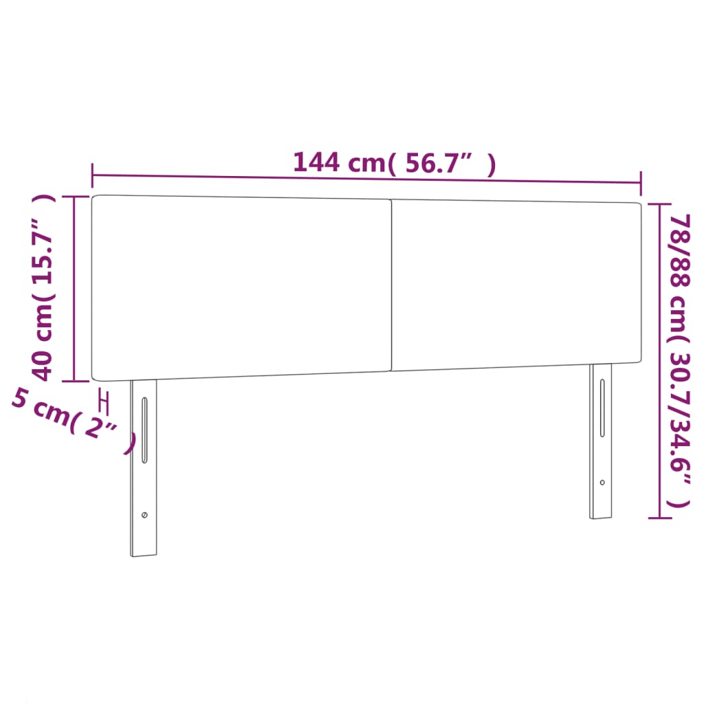 vidaXL Headboards 2 pcs White 28.3"x2"x30.7"/34.6" Faux Leather