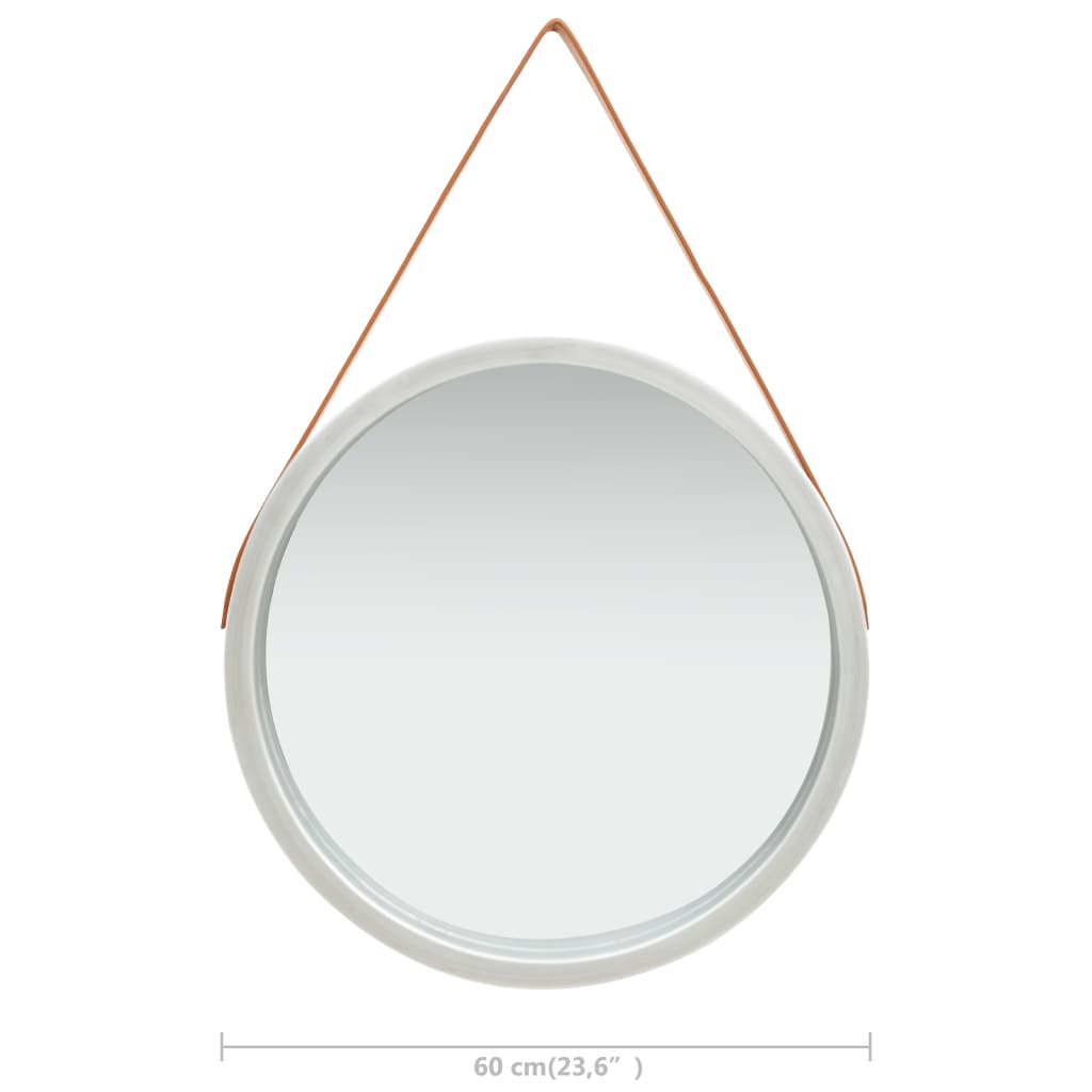 vidaXL Wall Mirror with Strap 23.6" Silver