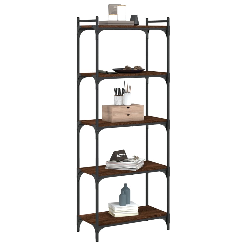 vidaXL Bookcase 5-Tier Brown Oak 23.6"x11.8"x60.6" Engineered Wood