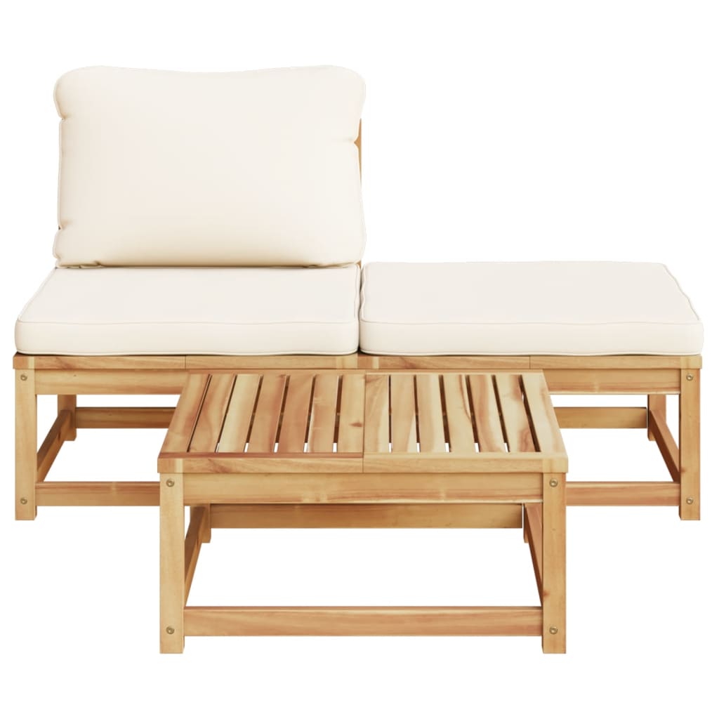 vidaXL 3 Piece Patio Lounge Set with Cushions Solid Wood Acacia