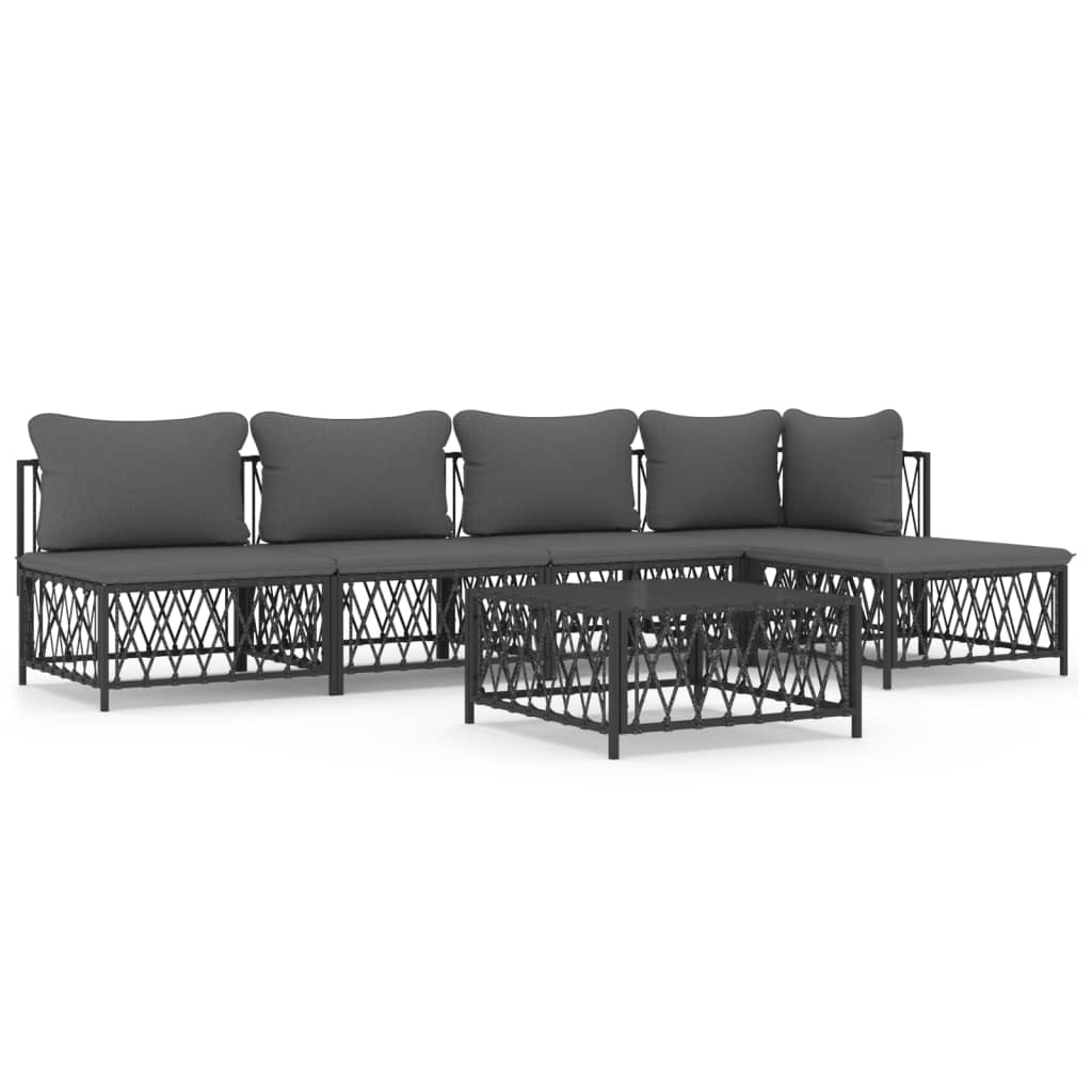 vidaXL 6 Piece Patio Lounge Set with Cushions Anthracite Steel