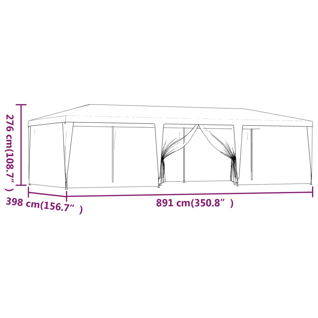 vidaXL Party Tent with 8 Mesh Sidewalls Anthracite 29.5'x13.1' HDPE