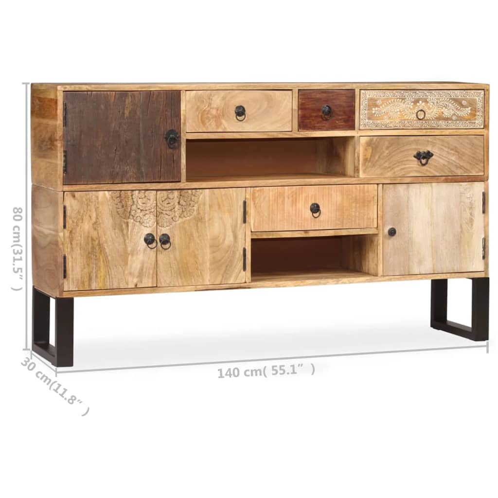 vidaXL Sideboard Solid Mango Wood 55.1"x11.8"x31.5"