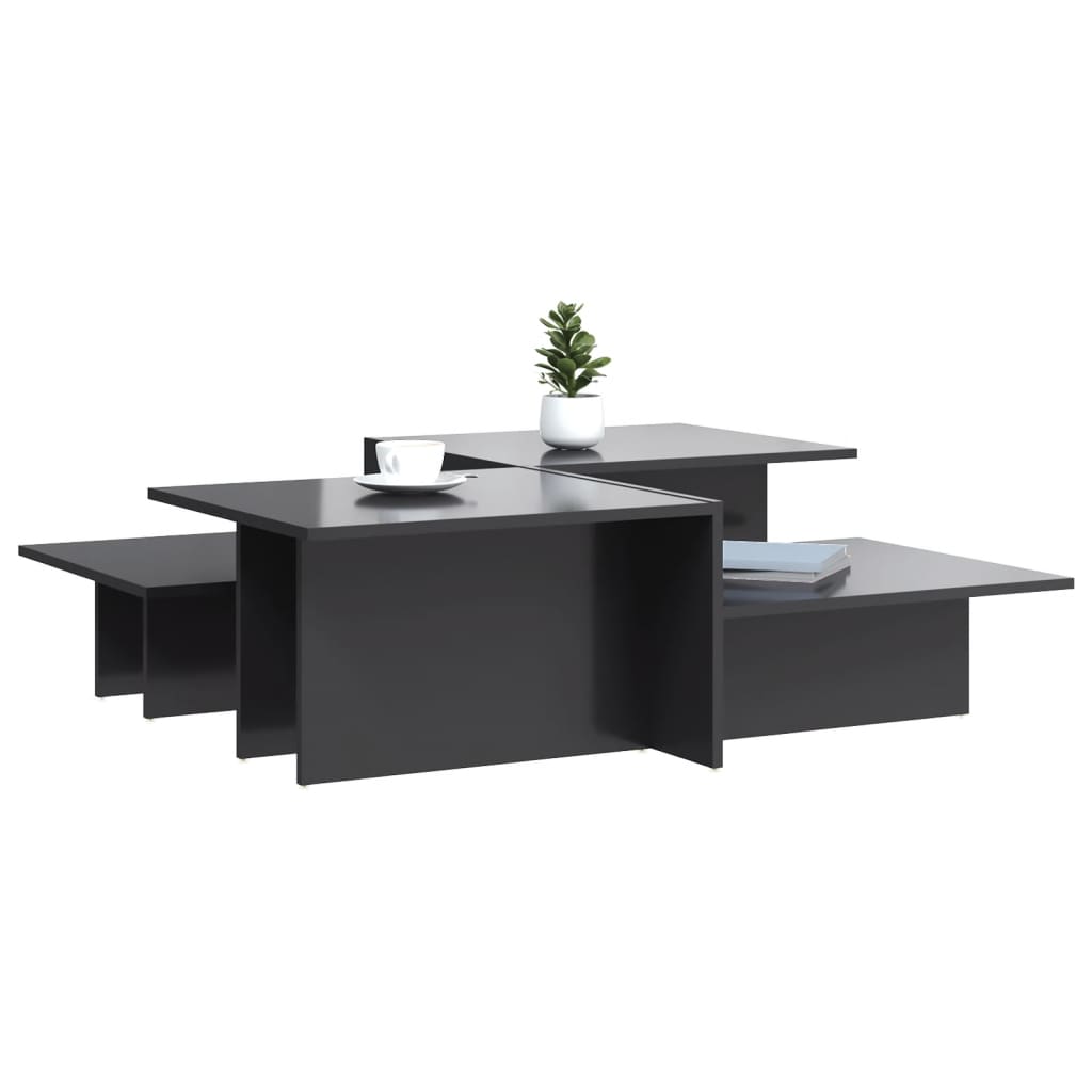 vidaXL Coffee Tables 2 pcs High Gloss Gray Engineered Wood