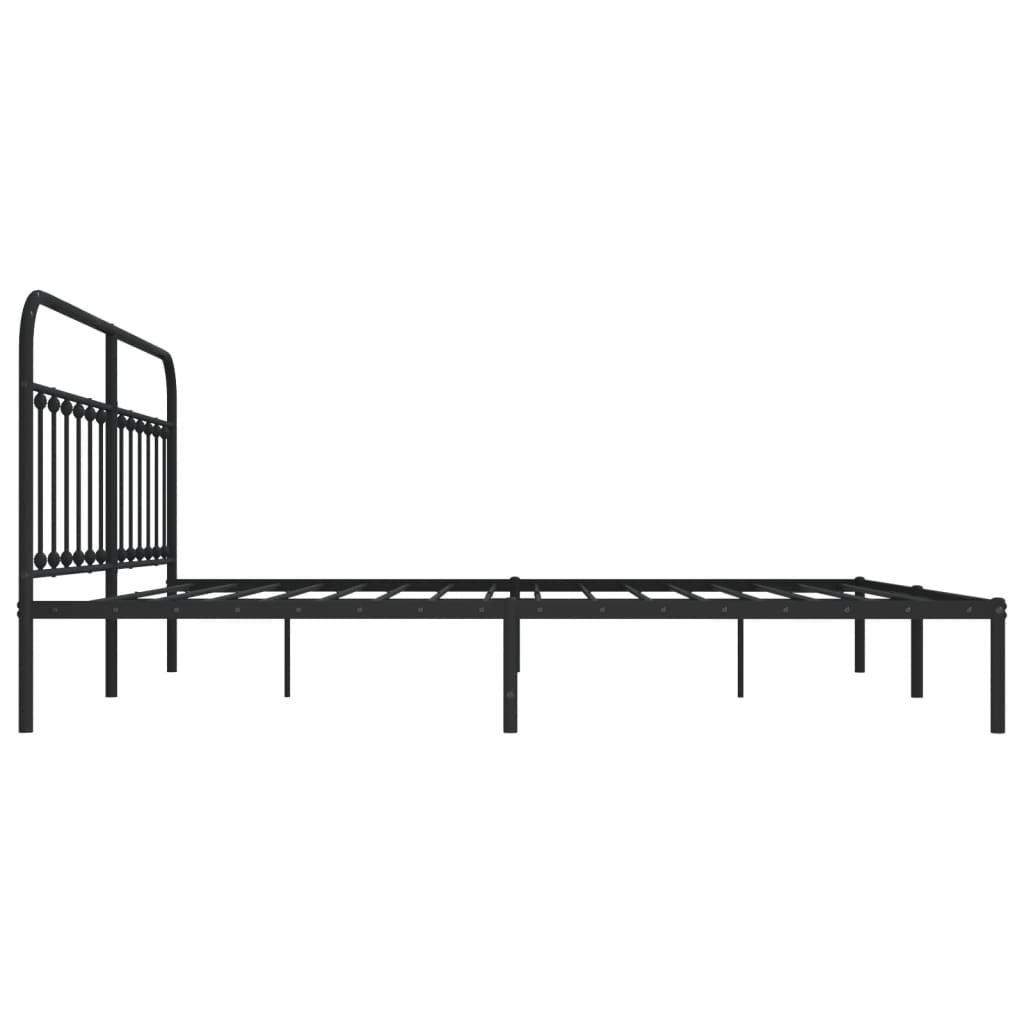 vidaXL Metal Bed Frame without Mattress with Headboard Black 76"x79.9"