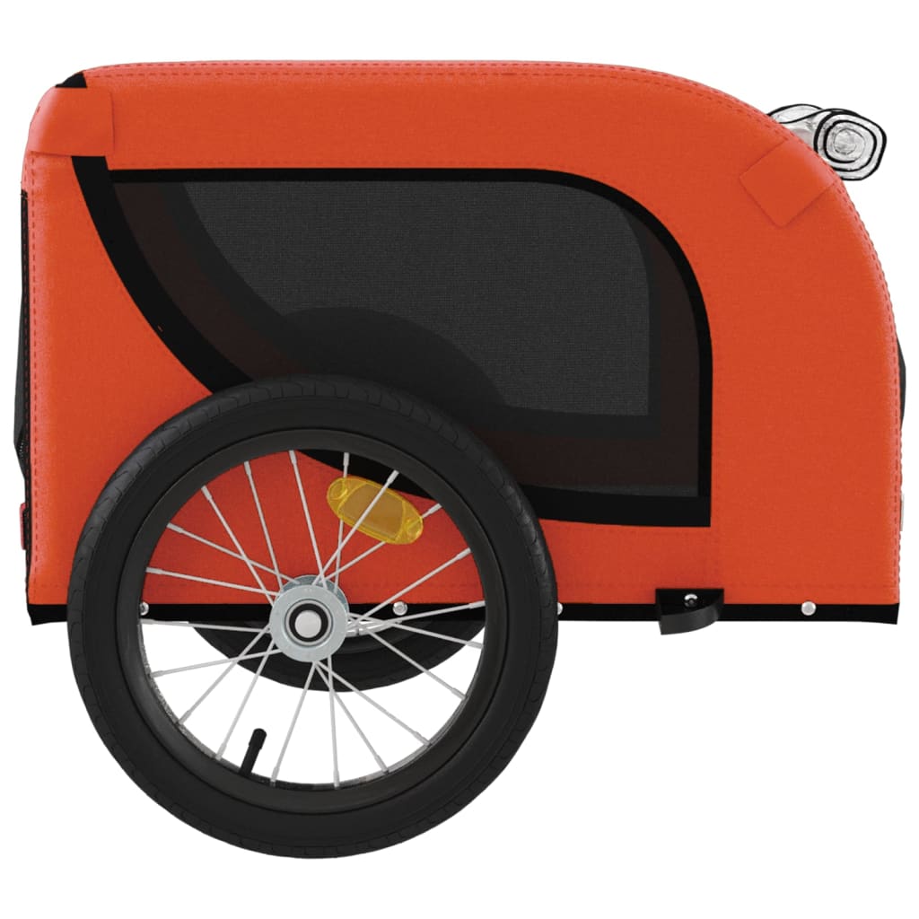 vidaXL Pet Bike Trailer Orange and Black Oxford Fabric and Iron