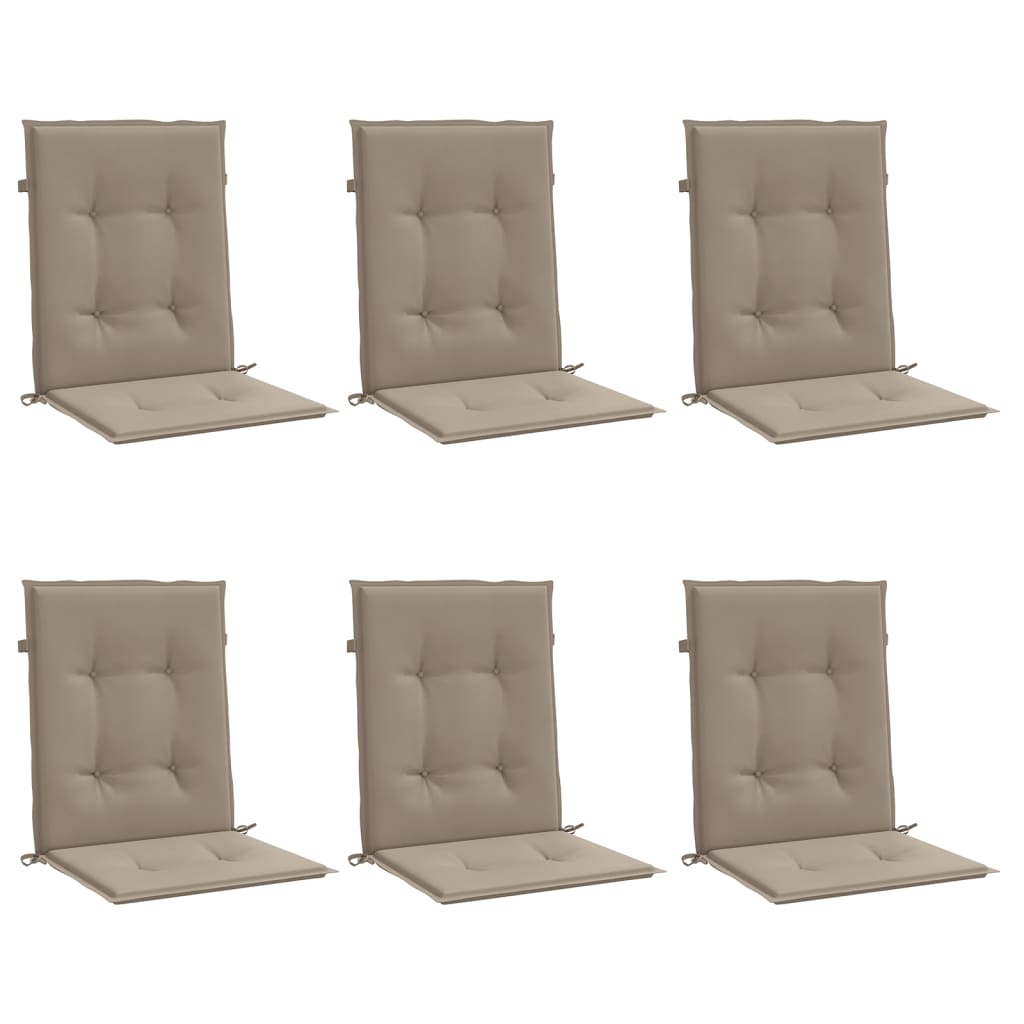 vidaXL Garden Lowback Chair Cushions 6 pcs Taupe 39.4"x19.7"x1.2" Oxford Fabric