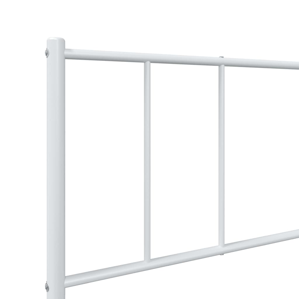 vidaXL Metal Bed Frame without Mattress with Headboard White 39.4"x74.8"