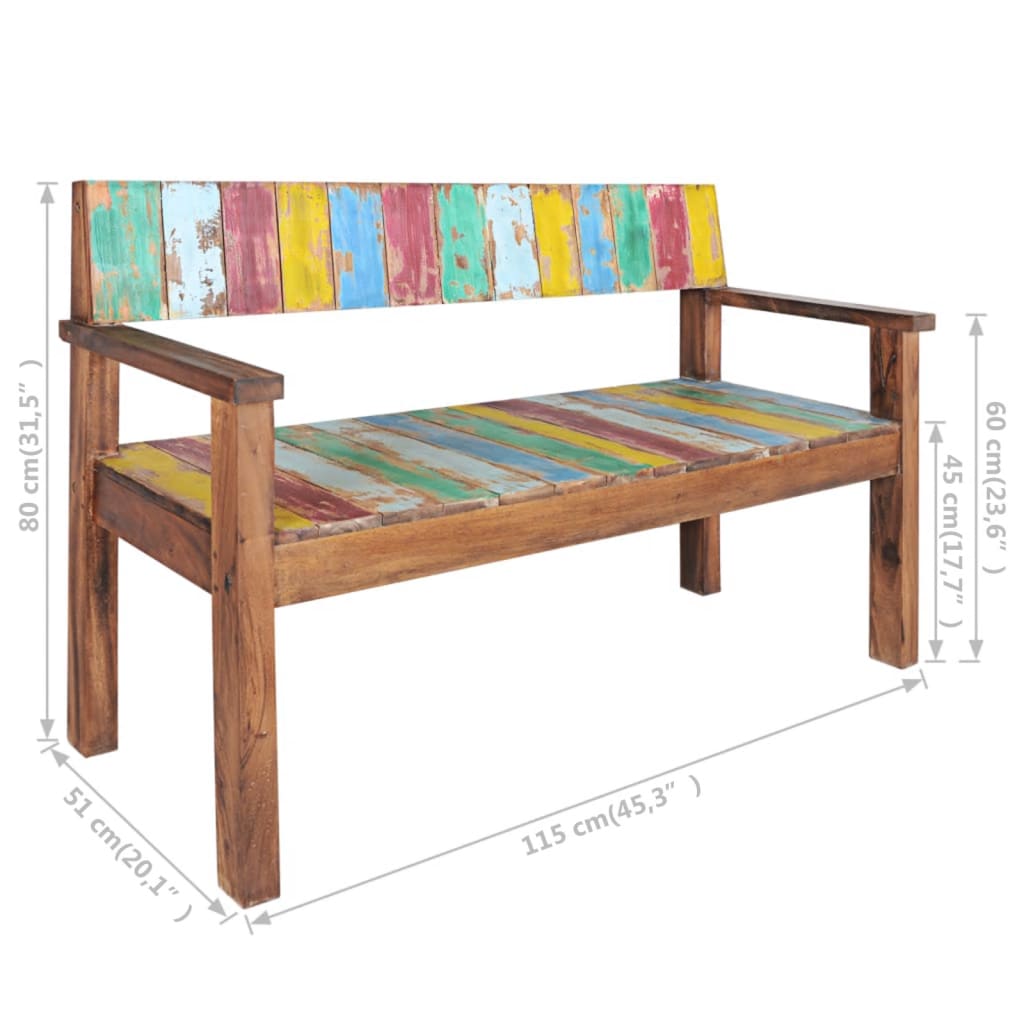 vidaXL Bench 45.3" Solid Reclaimed Wood