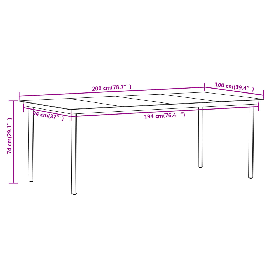 vidaXL 7 Piece Patio Dining Set Black