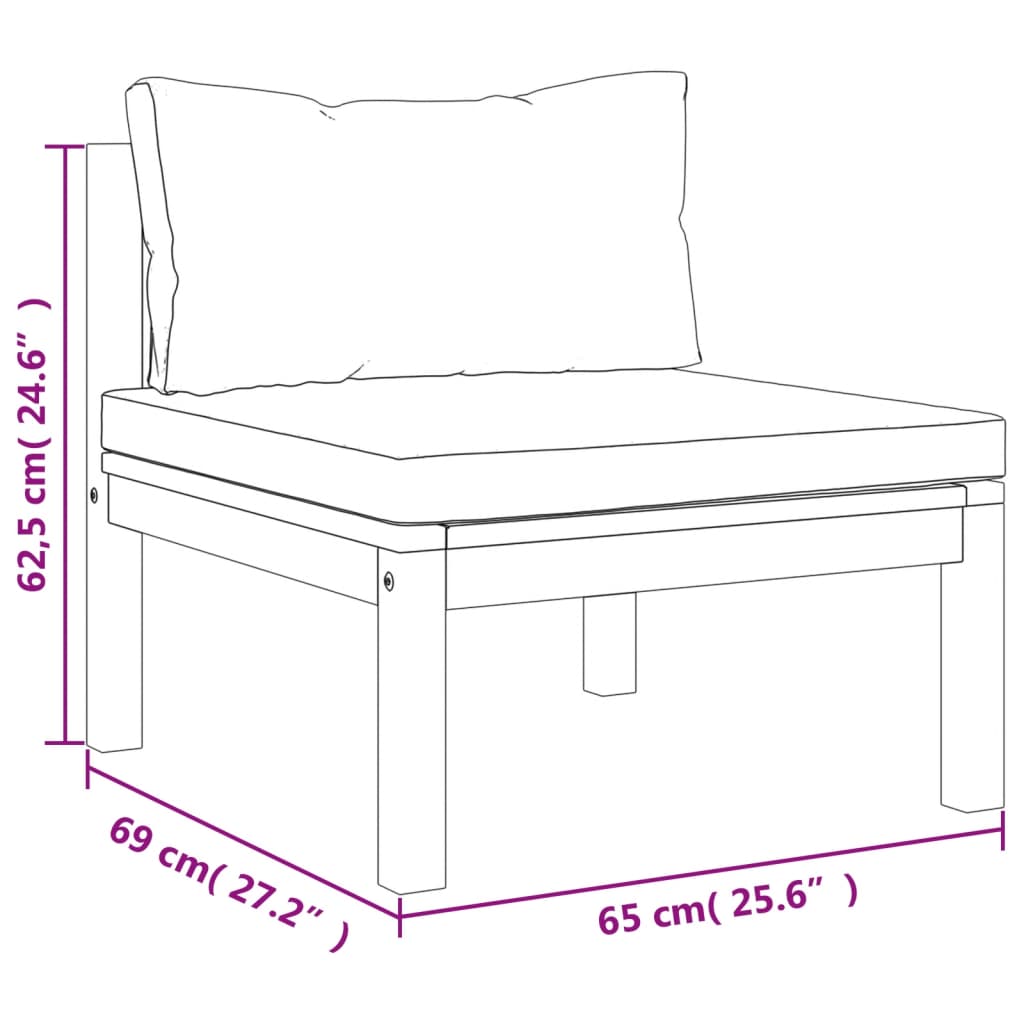 vidaXL 5 Piece Patio Lounge Set with Cream Cushion Solid Acacia Wood