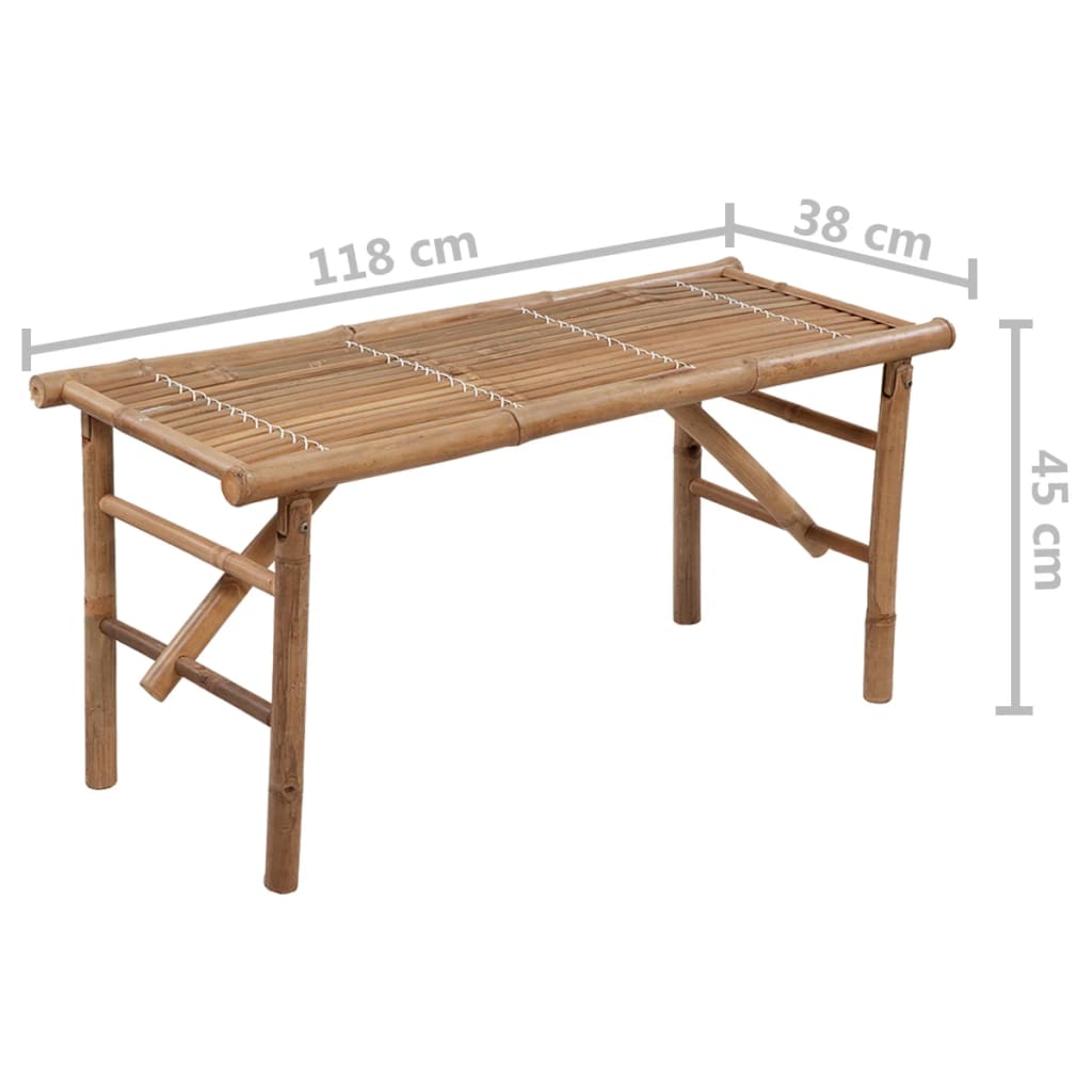 vidaXL Folding Patio Bench with Cushion 46.5" Bamboo