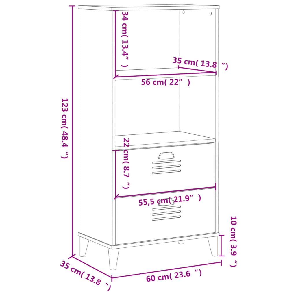 vidaXL Bookcase VIKEN Anthracite Gray 23.6"x13.8"x48.4" Engineered Wood