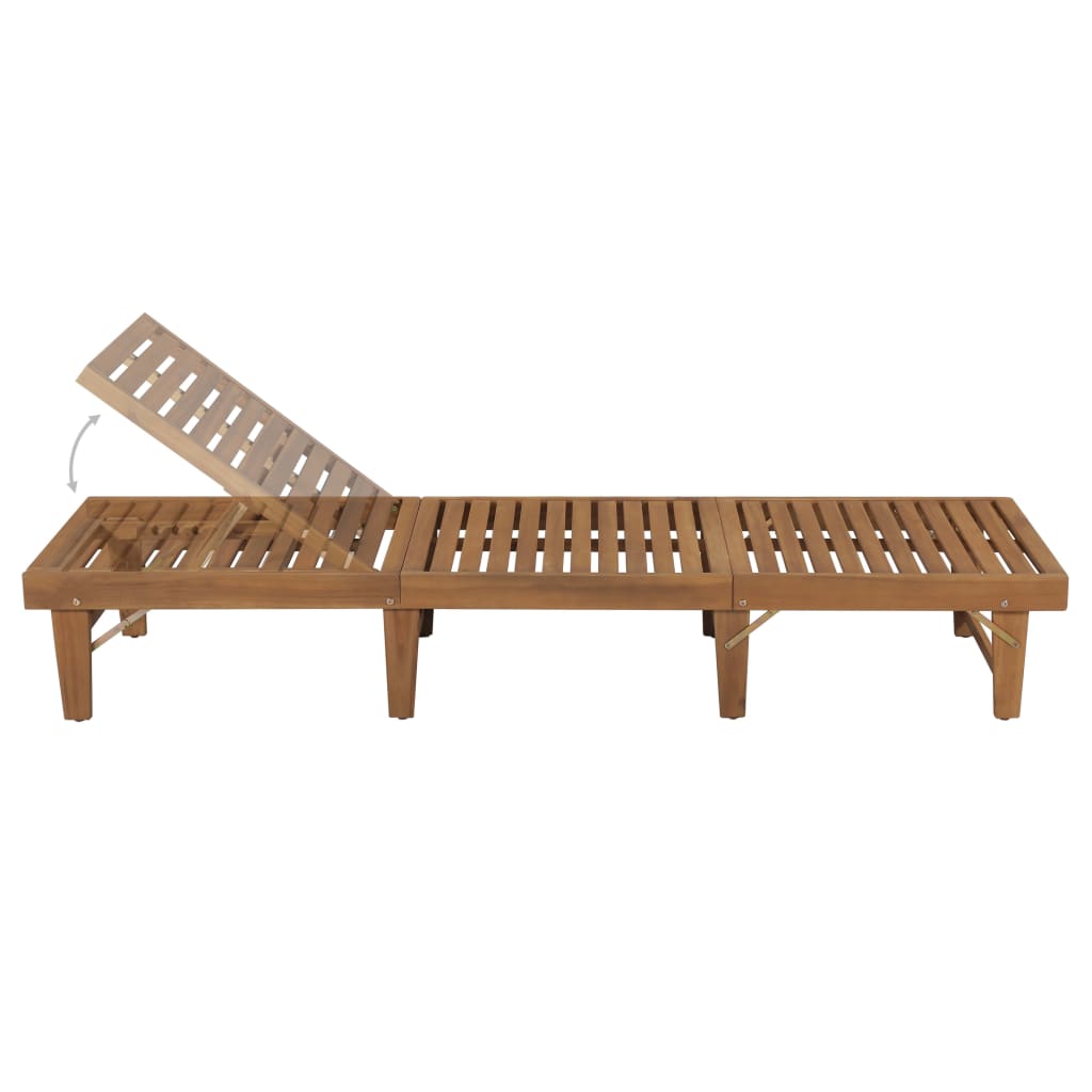 vidaXL Folding Sun Lounger with Cushion Solid Acacia Wood