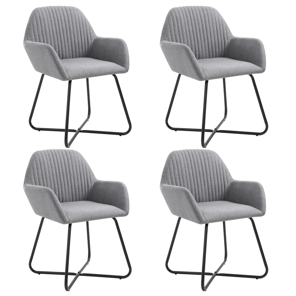 vidaXL Dining Chairs 4 pcs Light Gray Fabric