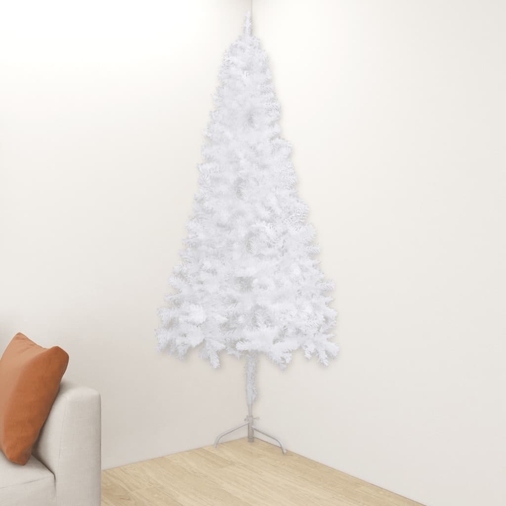 vidaXL Corner Artificial Christmas Tree White 6 ft PVC