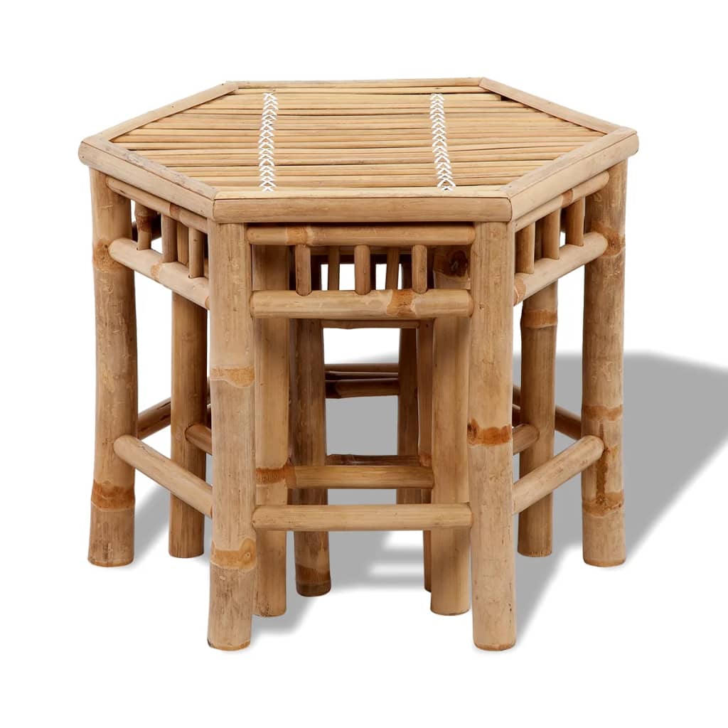 vidaXL Patio Stools 3 pcs Bamboo