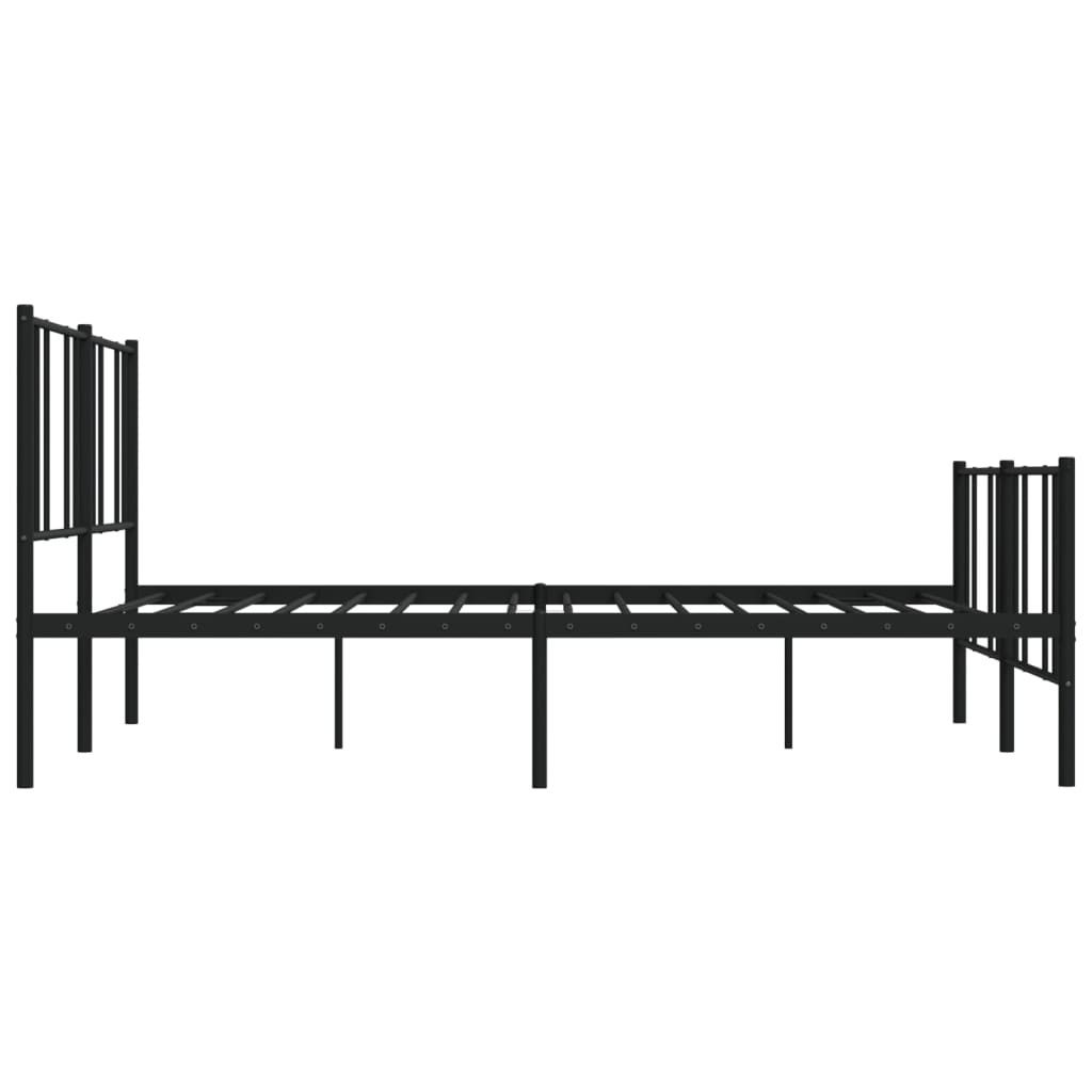 vidaXL Metal Bed Frame without Mattress with Footboard Black 76"x79.9"