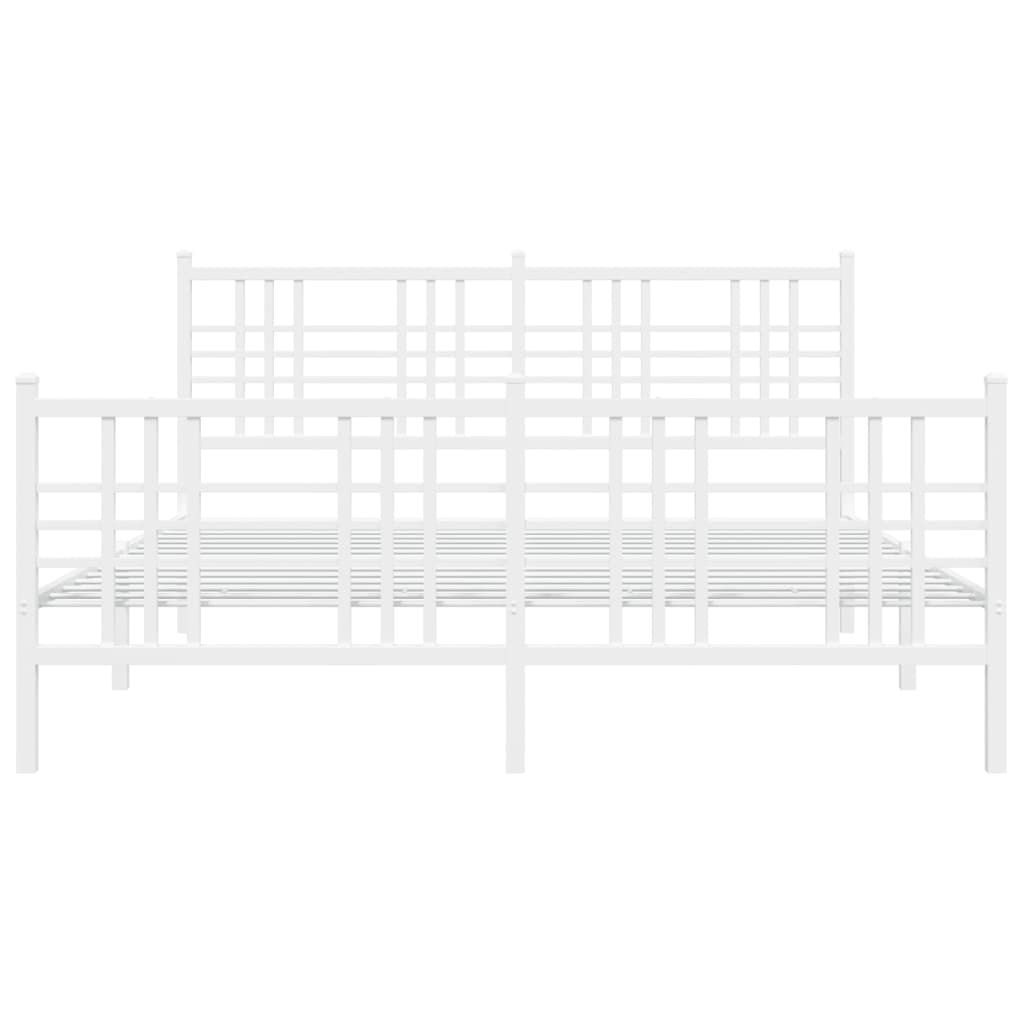 vidaXL Metal Bed Frame without Mattress with Footboard White 59.1"x78.7"