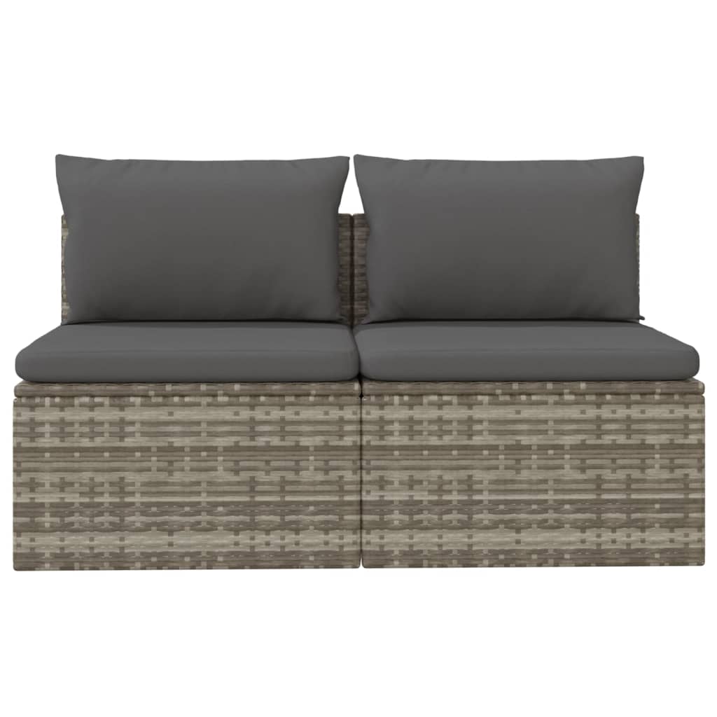 vidaXL 2-Seater Patio Sofa with Cushions Gray Poly Rattan