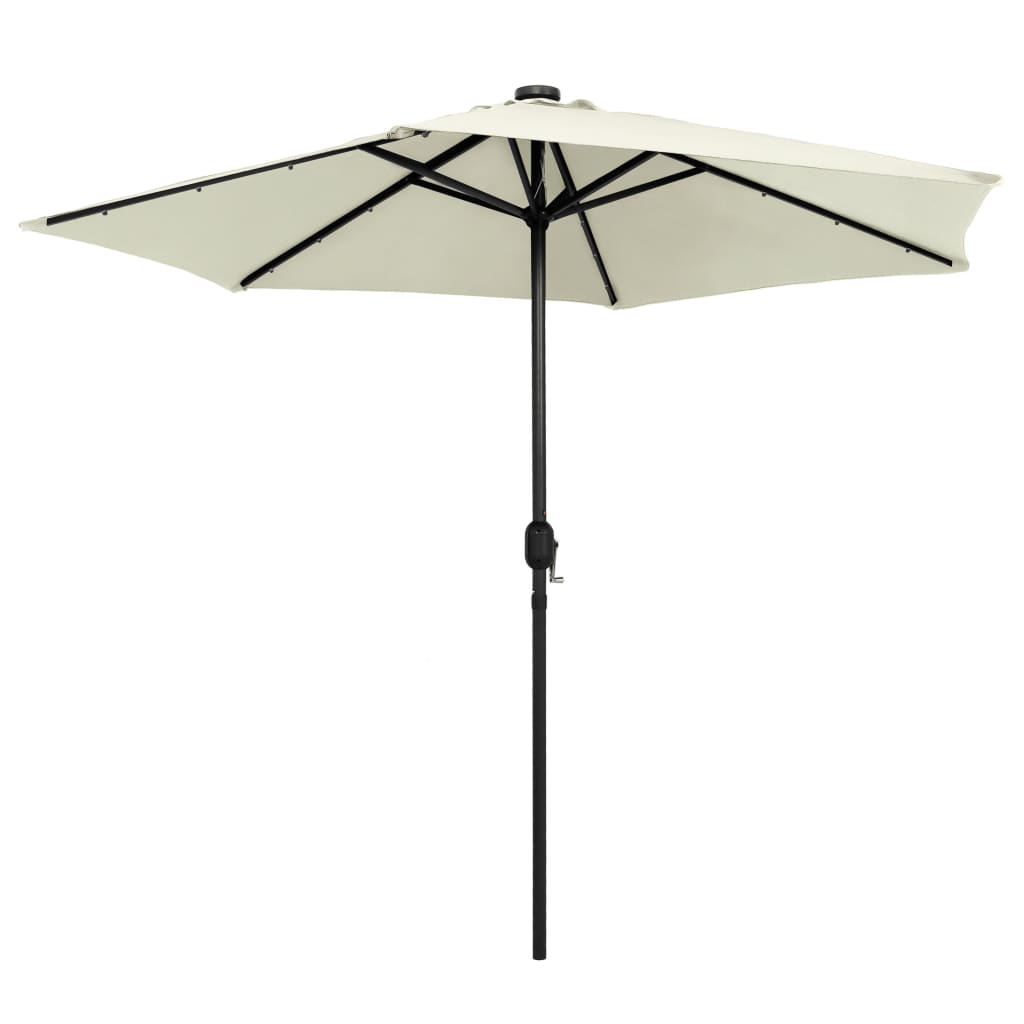 vidaXL Garden Parasol with LED Lights and Aluminum Pole 106.3" Sand White