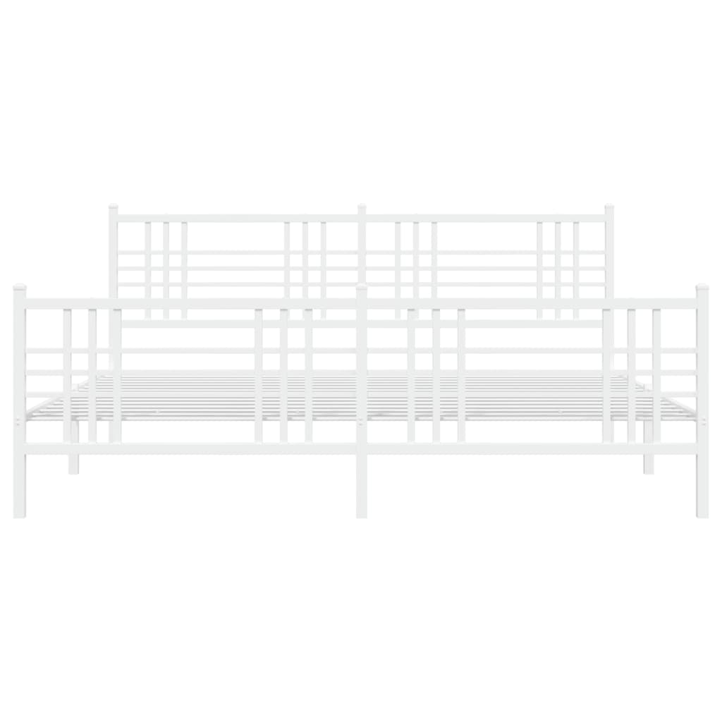 vidaXL Metal Bed Frame without Mattress with Footboard White 76"x79.9"