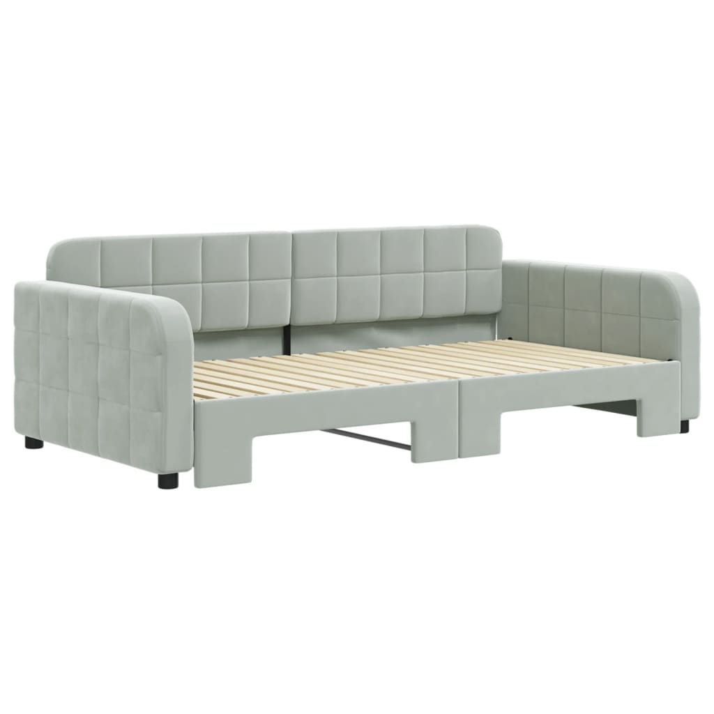 vidaXL Daybed with Trundle Light Gray 39.4"x74.8" Velvet