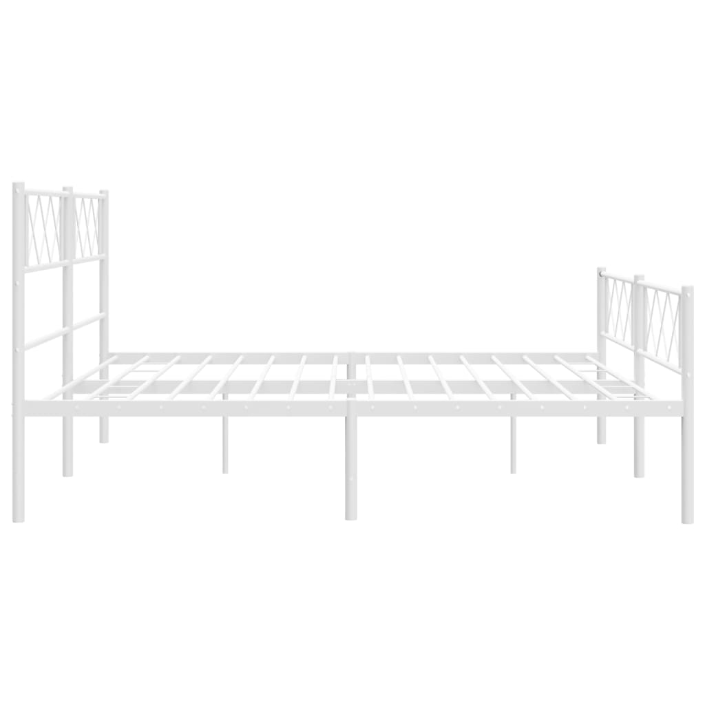 vidaXL Metal Bed Frame without Mattress with Footboard White 72"x83.9"