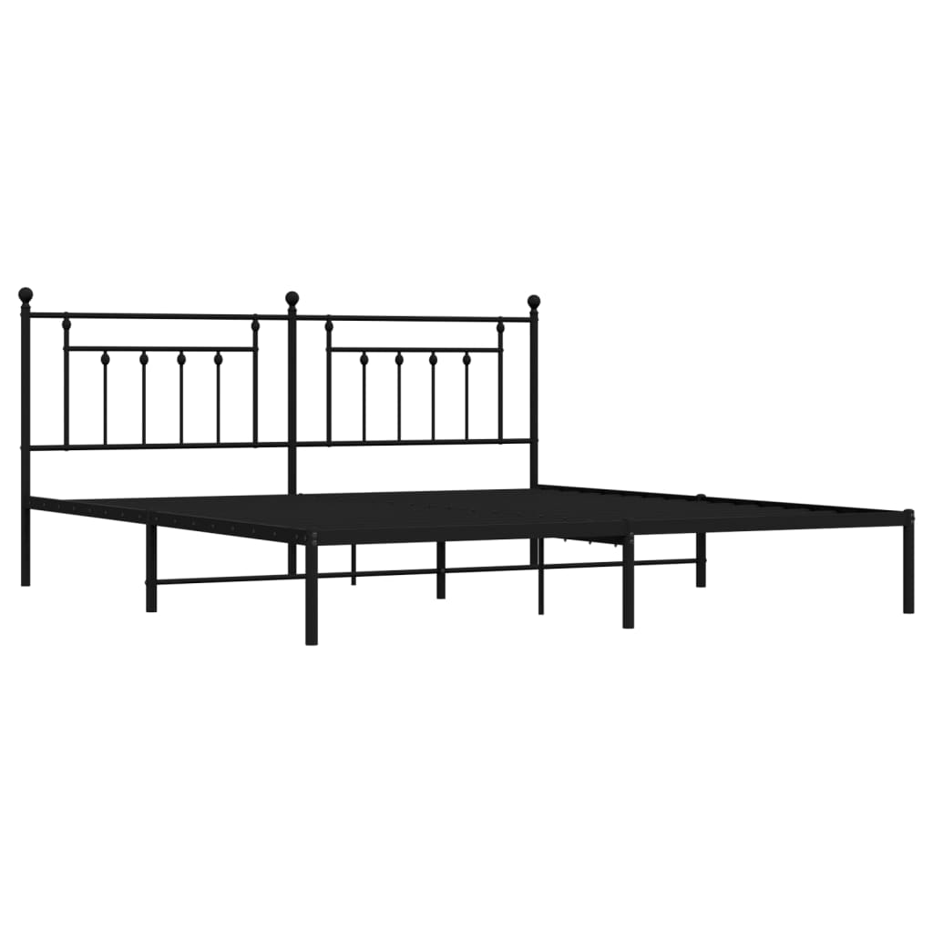 vidaXL Metal Bed Frame with Headboard Black 76"x79.9" King