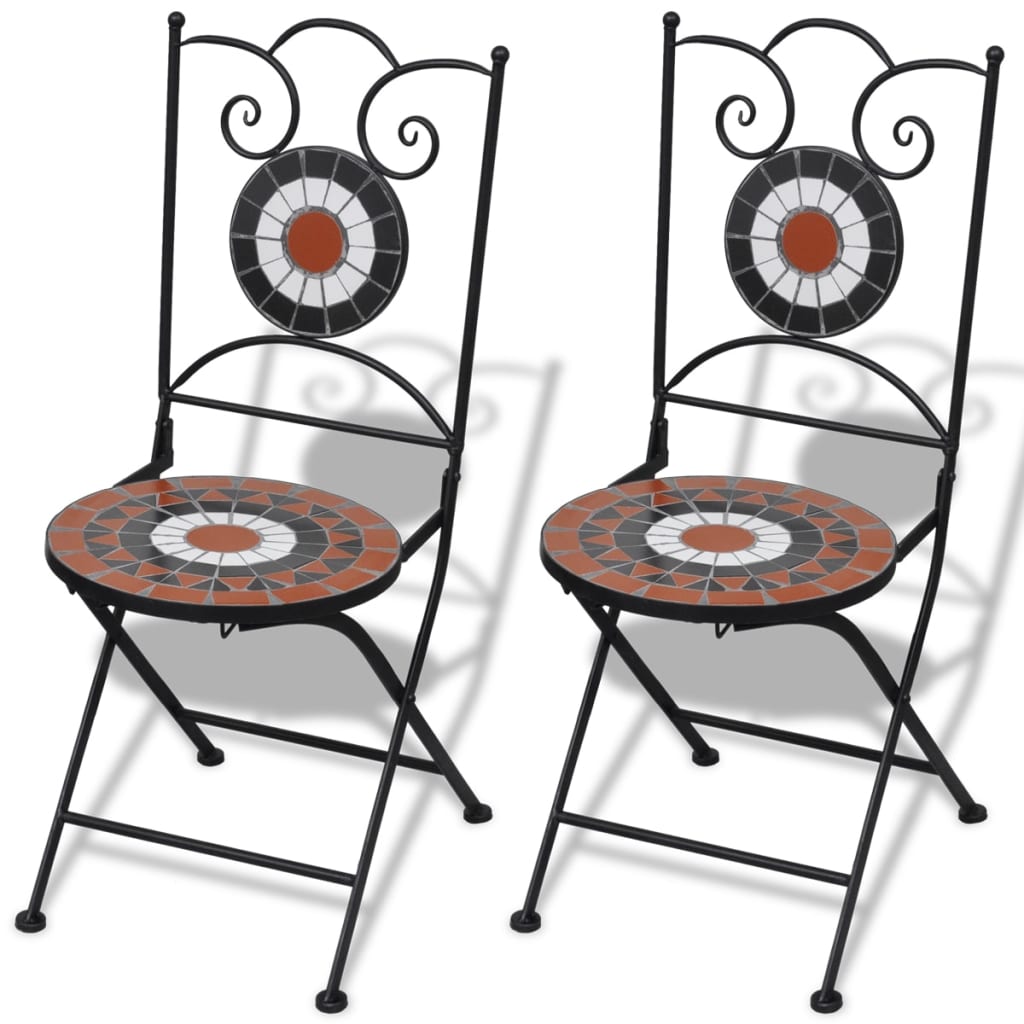 vidaXL 3 Piece Bistro Set Ceramic Tile Terracotta and White