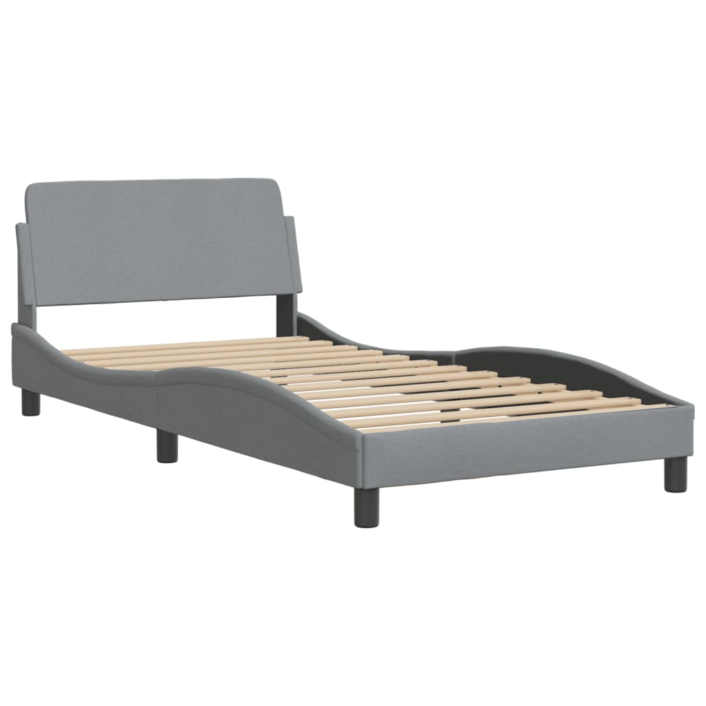 vidaXL Bed Frame without Mattress Light Gray 39.4"x74.8" Fabric