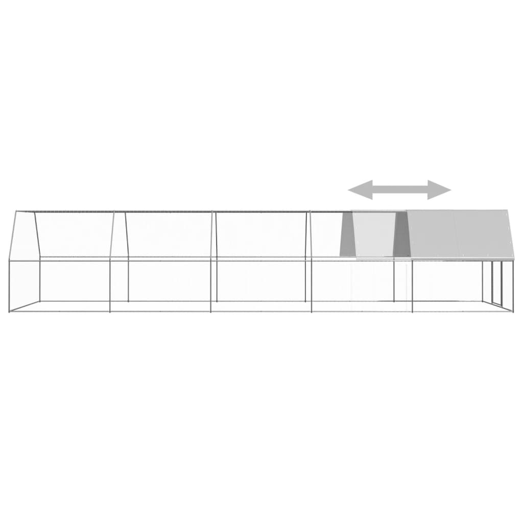 vidaXL Outdoor Chicken Cage 9.8'x32.8'x6.6' Galvanized Steel