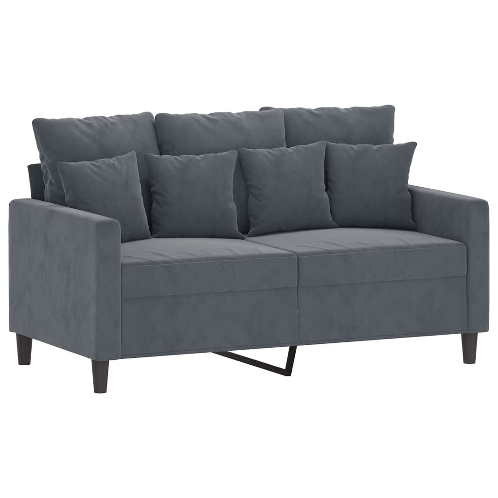 vidaXL 2 Piece Sofa Set with Cushions Dark Gray Velvet