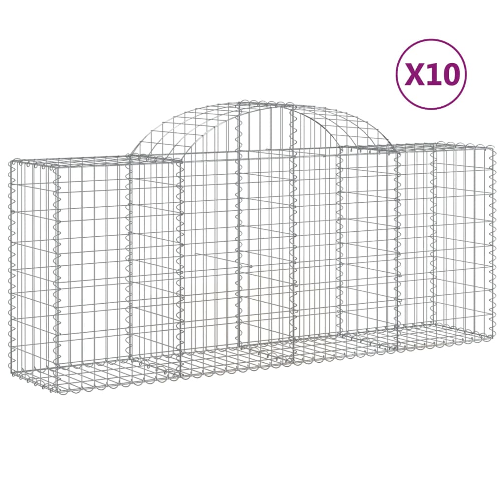 vidaXL Arched Gabion Baskets 10 pcs 78.7"x19.7"x31.5"/39.4" Galvanized Iron