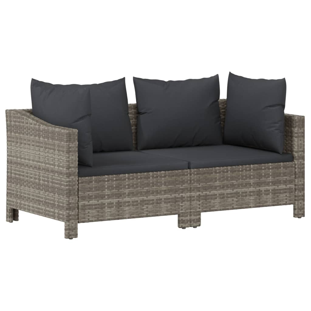 vidaXL 7 Piece Patio Lounge Set with Cushions Gray Poly Rattan