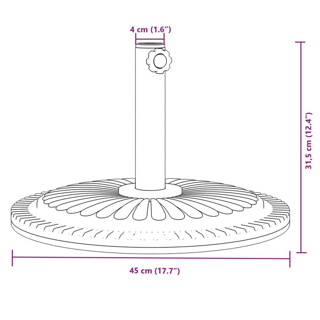 vidaXL Parasol Base for Ø1.5"/1.9" Poles 26.5 lb Round