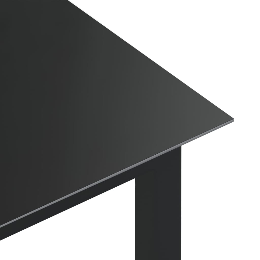 vidaXL Patio Table Black 31.5"x31.5"x29.1" Aluminum and Glass