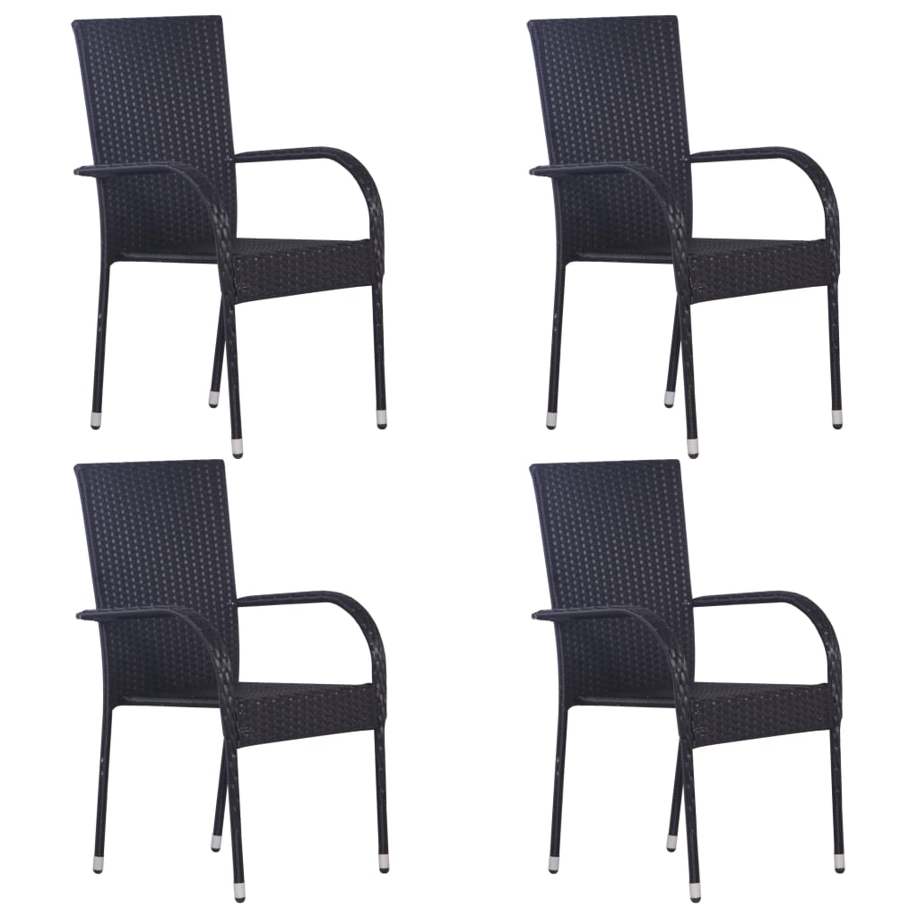 vidaXL 5 Piece Patio Dining Set Black