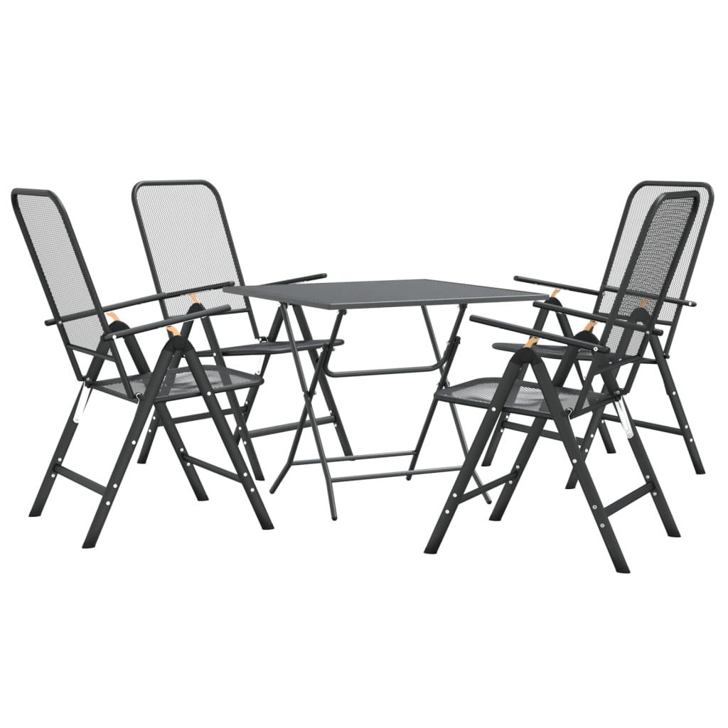 vidaXL 5 Piece Patio Dining Set Expanded Metal Mesh Anthracite