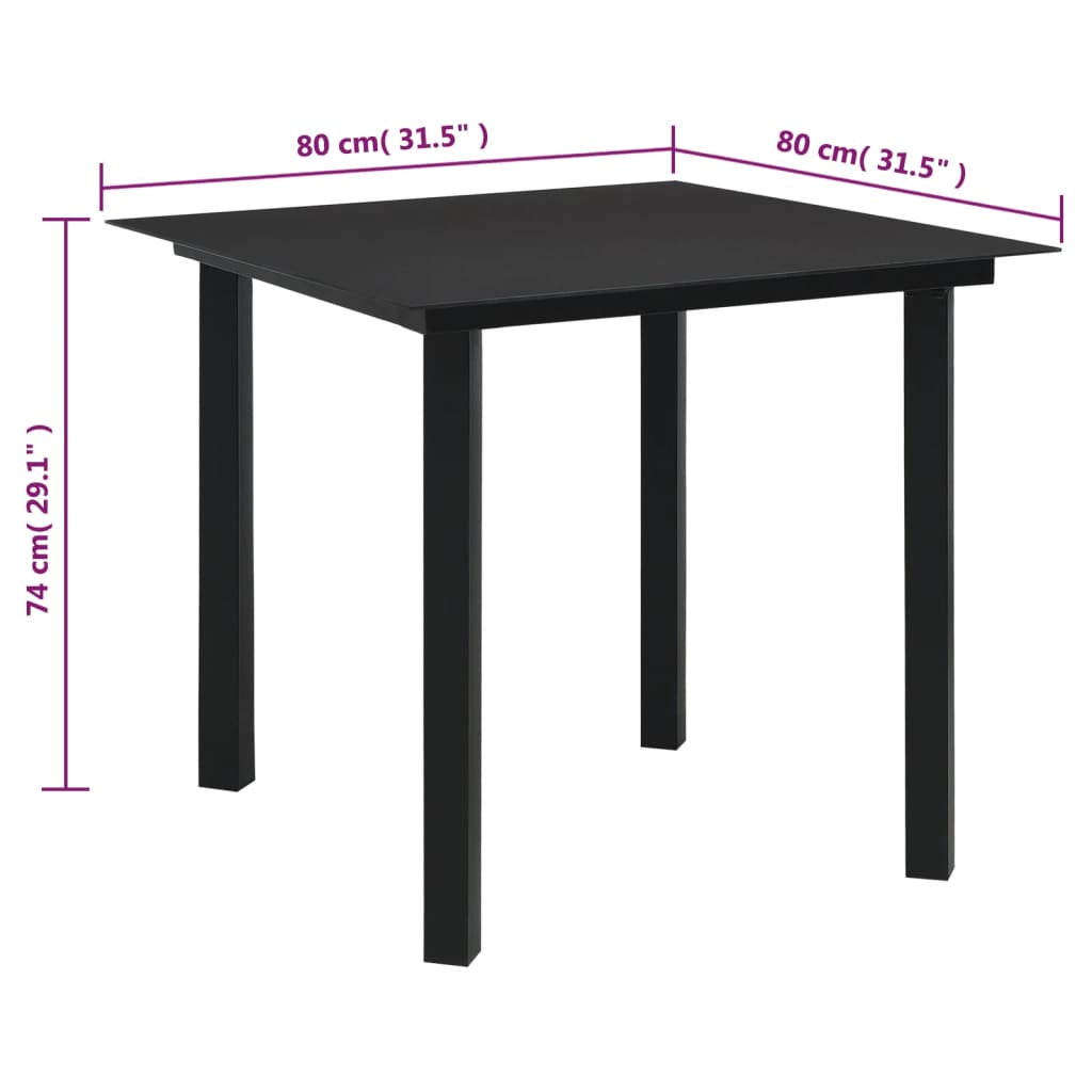 vidaXL 3 Piece Patio Dining Set Black PVC Rattan