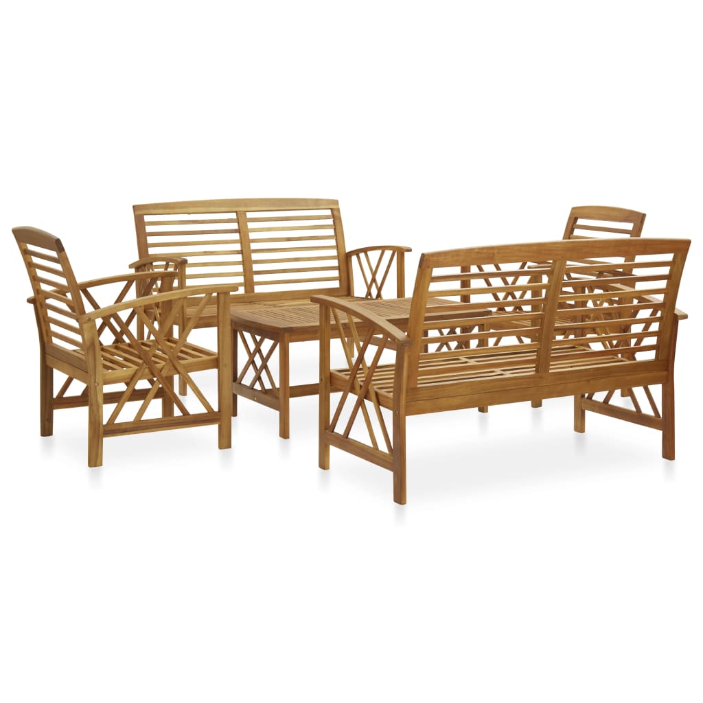 vidaXL 5 Piece Patio Lounge Set Solid Acacia Wood