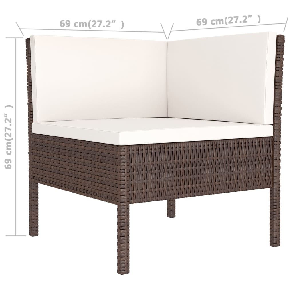 vidaXL 8 Piece Patio Lounge Set with Cushions Poly Rattan Brown