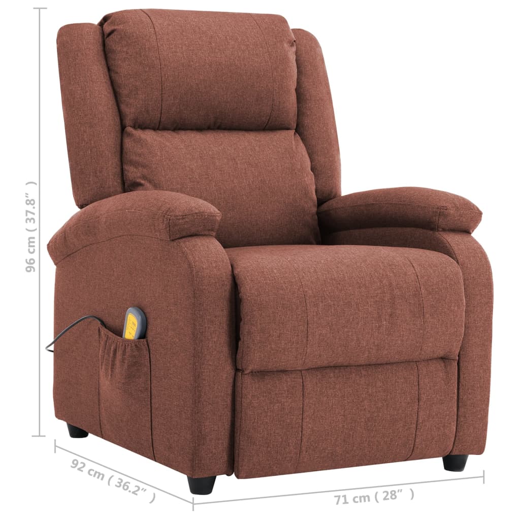 vidaXL Massage Chair Brown Fabric