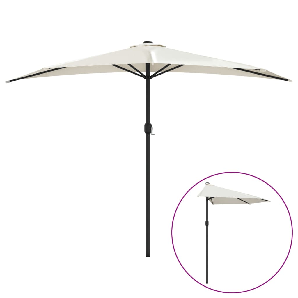 vidaXL Garden Parasol with Aluminum Pole Sand 118.1"x61" Half